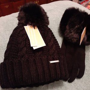 Michael Kors New w Tags black knit winter hat &  gloves